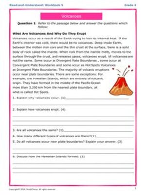 cover image of Grade 4 Comprehension: Read & Understand Workbook - Volcanoes